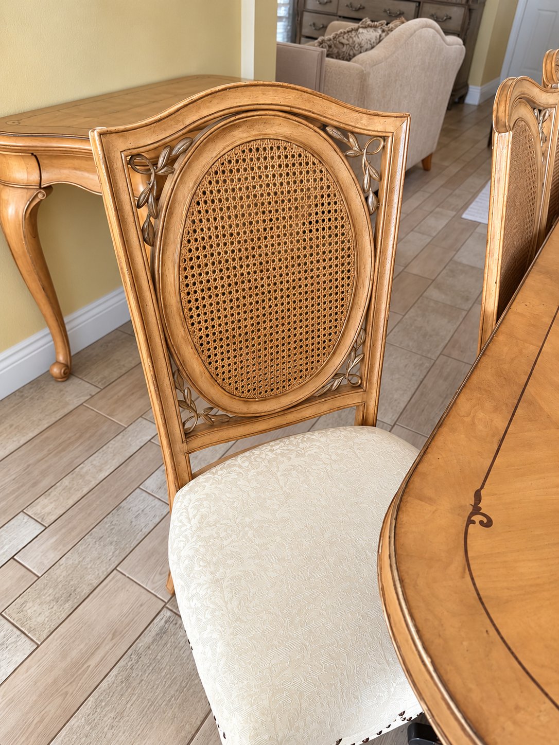 Cane back dining chair