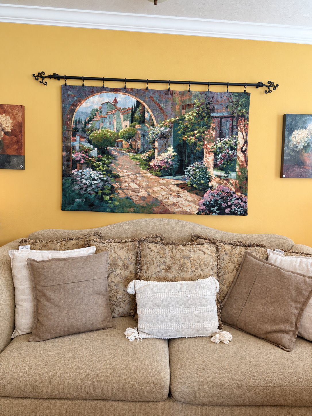 Sofa and tapestry