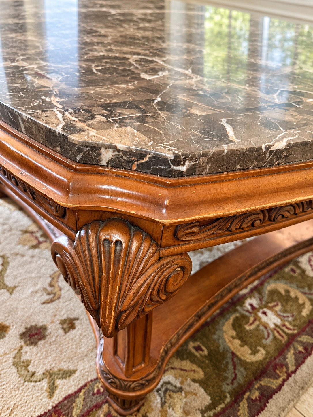 Coffee table carved corner